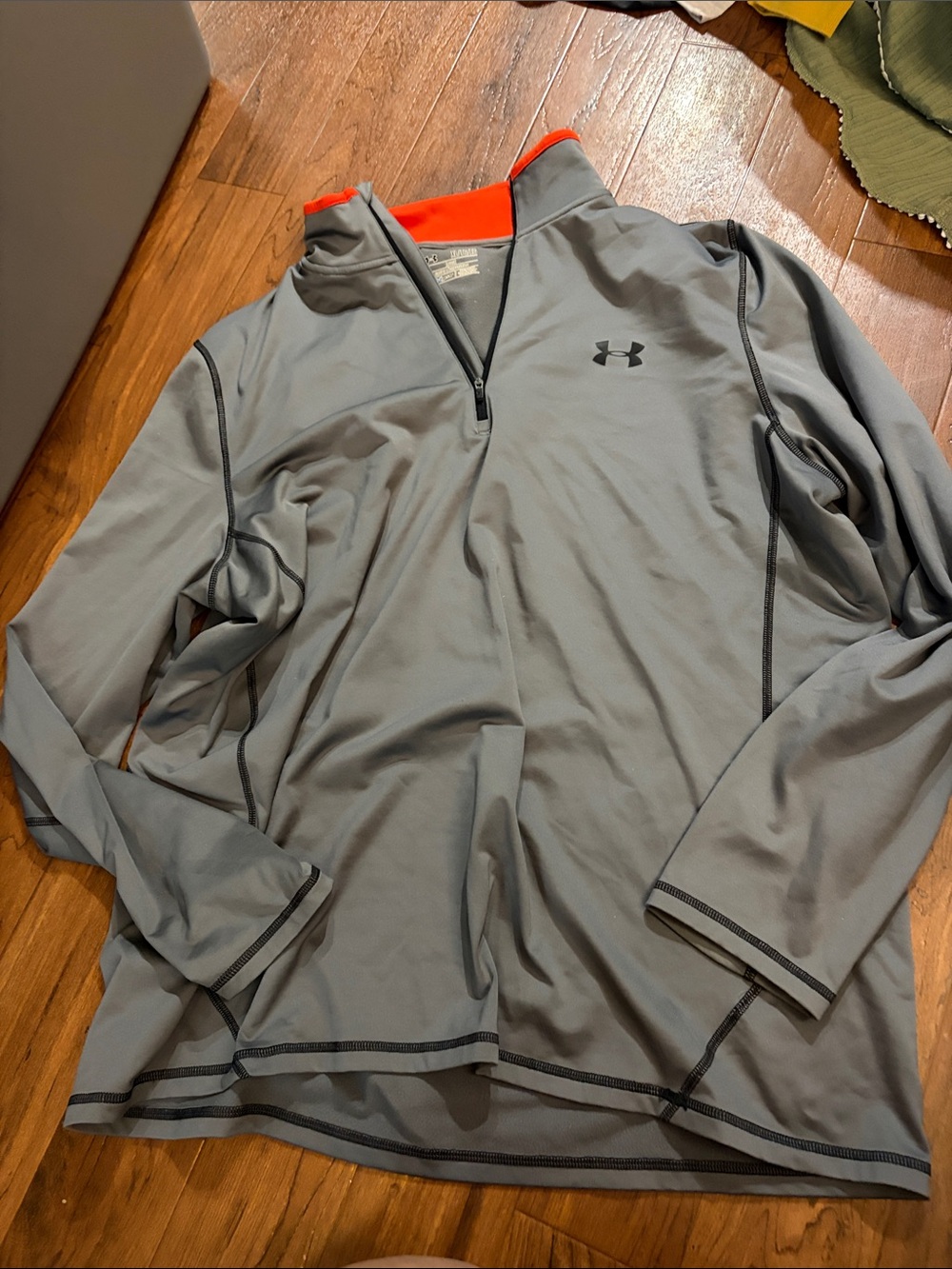 Under Armour Gray Quarter-Zip Performance Pullover with Orange Inner Collar